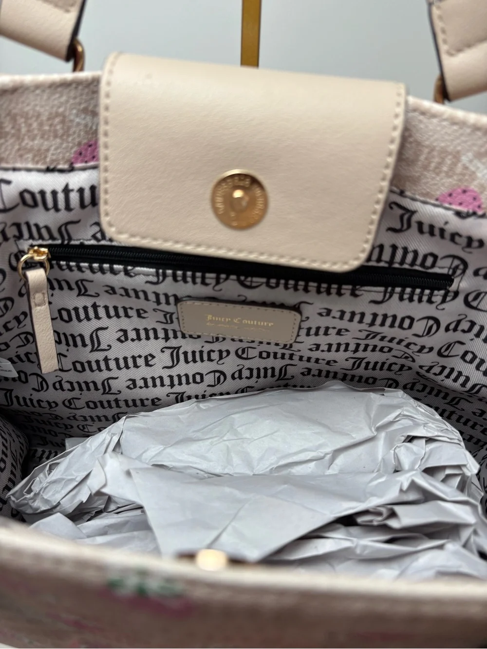 🍓Juicy Couture Berry Sweet Strawberry Tote Bag Sandstone Pink NWT